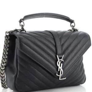 Saint Laurent Classic Monogram College Bag Matelasse Chevron Leather Medium